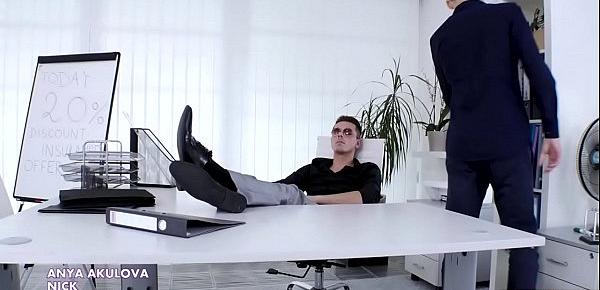  Bisexual anal work in the office - Anya Akulova, Nick Larsen and Alessandro Katz